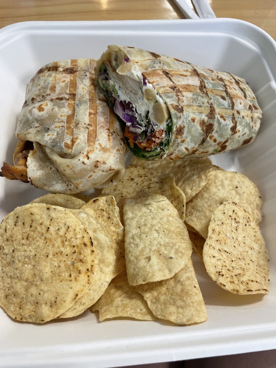 Gluten free chicken nirvana wrap