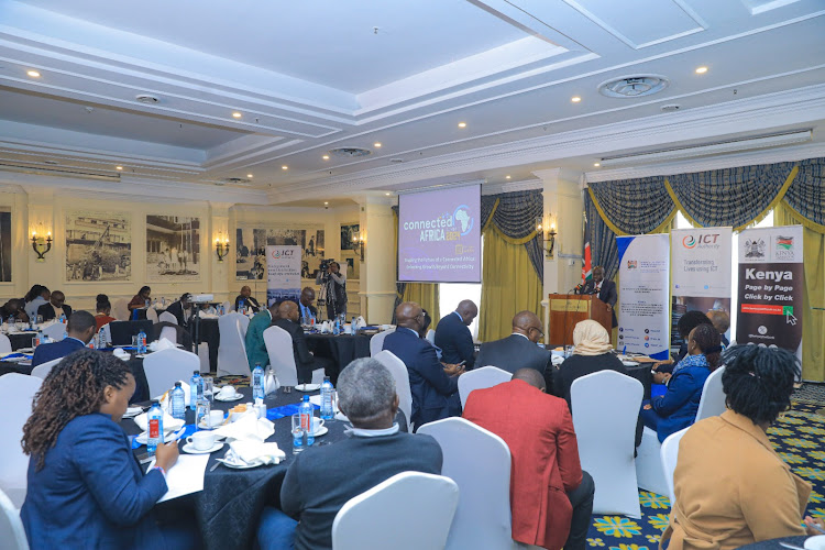 ICT officials and members of the press during a breakfast briefing on the upcoming Connected Africa Summit 2024 at The Serena Sarova Hotel, Nairobi on April 15, 2024.