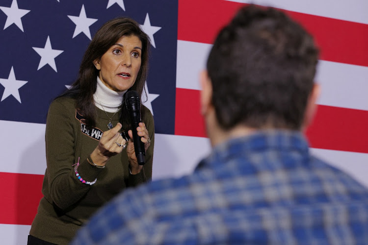 US Republican presidential candidate Nikki Haley speaks during a campaign stop in Iowa City, Iowa, the US, January 13 2024. Picture: BRIAN SNYDER/REUTERS