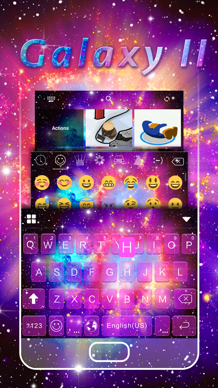 Android application Galaxy2 Emoji iKeyboard Theme screenshort