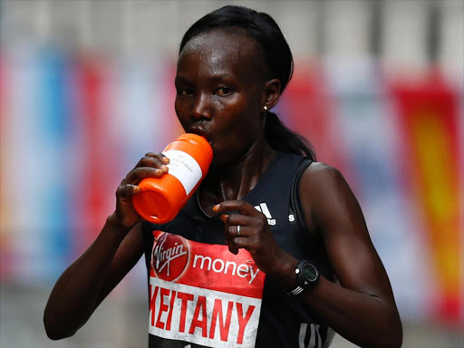 Kenya’s Mary Jepkosgei Keitany during the Women’s Elite race of the London Marathon 23/4/17/REUTERS