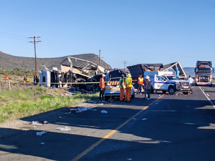 CRASH SCENE: One person died in an accident that involved three trucks on the N10 between Cookhouse and Cradock on Thursday