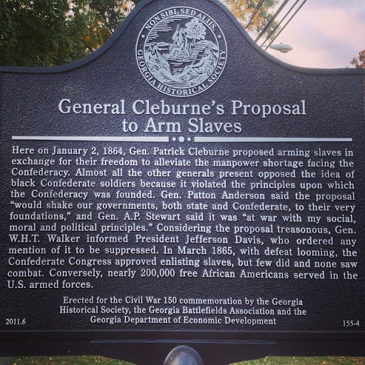 General Cleburne's Proposal to Arm Slaves Here on January 2, 1864, Confederate Gen. Patrick Cleburne proposed arming slaves in exchange for their freedom to alleviate a desperate manpower shortage...