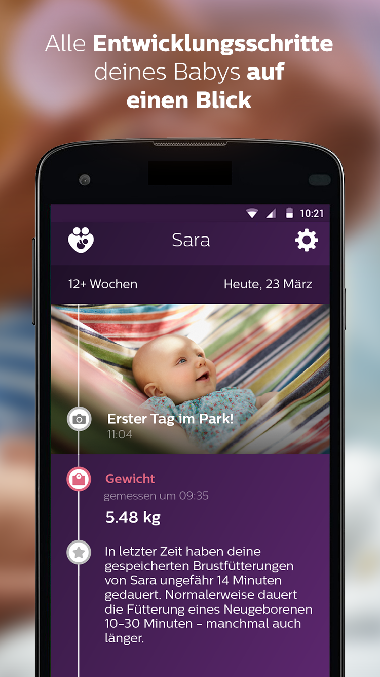 Android application uGrow healthy baby development screenshort