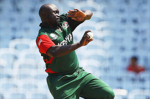 STARRED: Thomas Odoyo had Mommsen caught by Rakep Patel in the 46th over and Scotland were left needing 35 off 25 balls with only 3 wickets in hand.