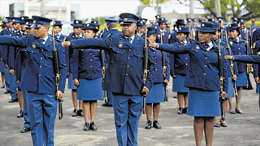 SUPPORT: Members of the South African Police Service proudly parade at the state of the province address in Bisho on Friday Picture: STEPHANIE LLOYD