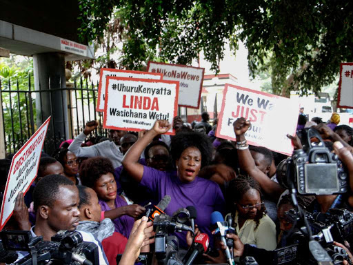Laini Saba MCA Cecicila Ayoti during a protest over the Moi Girls Rape case on June 11,2018.The women were calling on prosecution of those who will be found guilty of the act.Photo/Enos Teche.