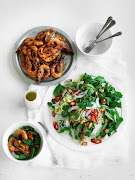 Tropical salad with cashew nuts and noodles.