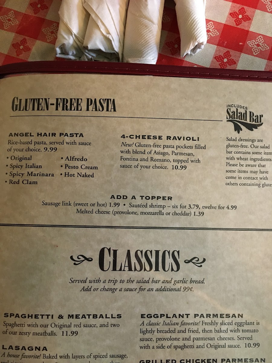 Small sections on regular menu