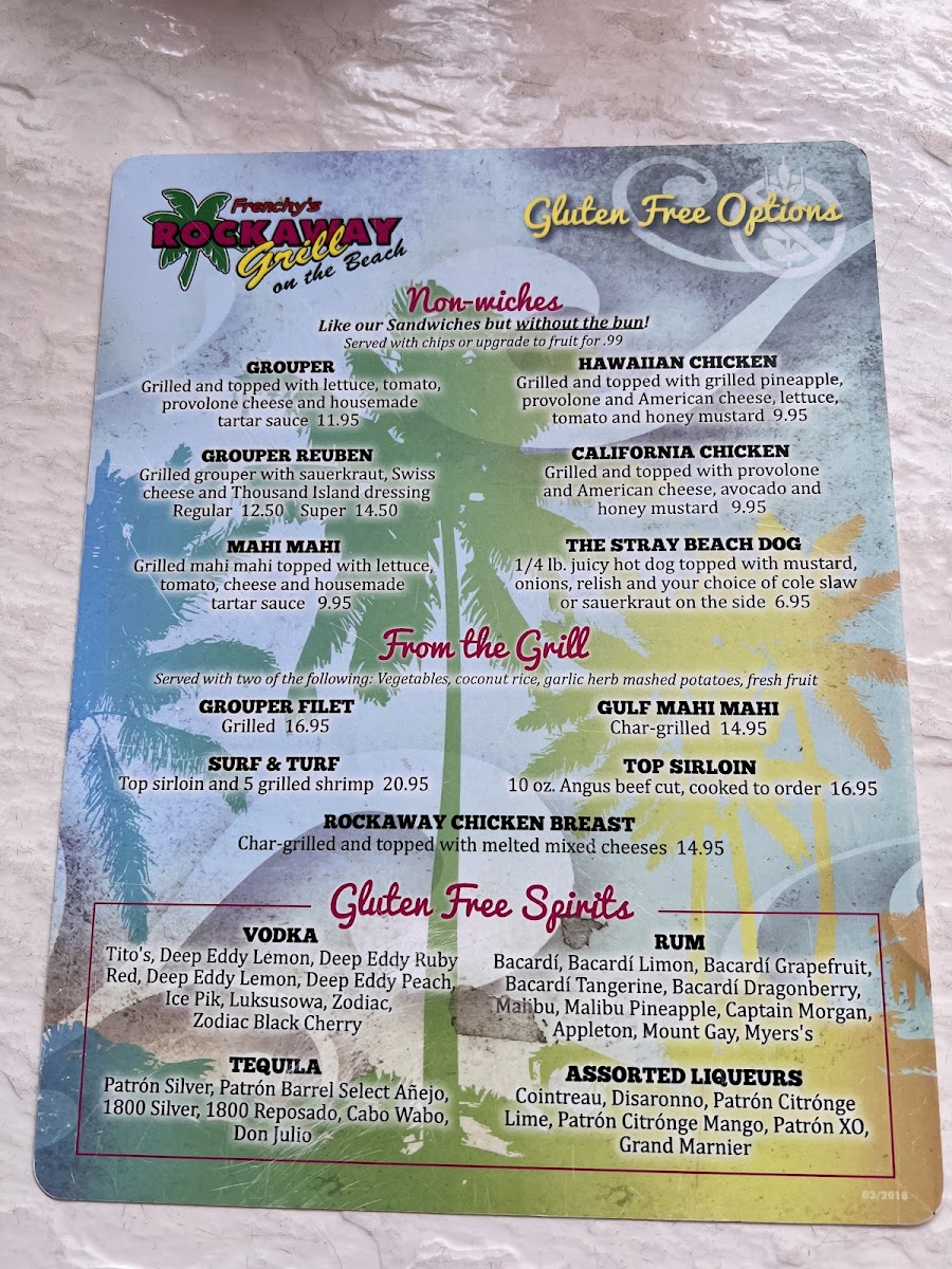 Frenchy's South Beach Cafe gluten-free menu