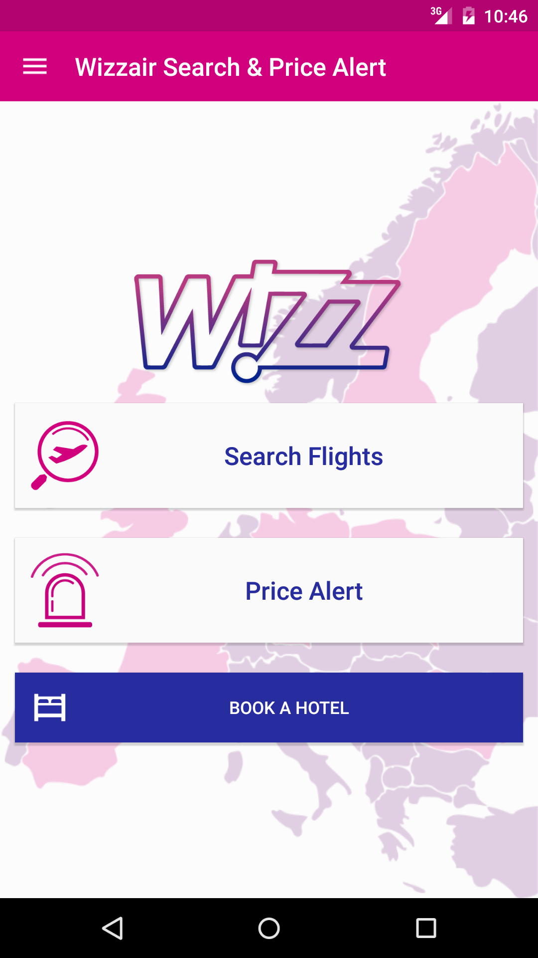 Android application WizzAir Search and Price Alert screenshort