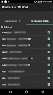 Contacts to SIM Card - Manage your contacts Screenshot