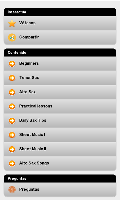 Android application Learn to play the sax screenshort