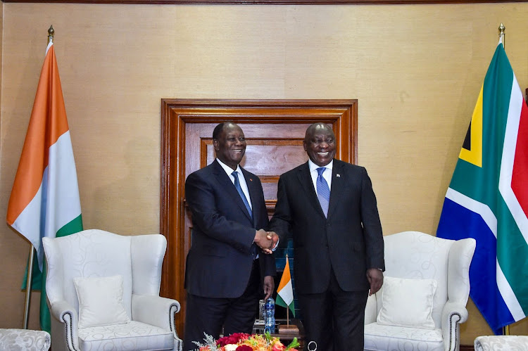 SA president Cyril Ramaphosa on Friday bestowed the order of SA (gold) on his Ivory Coast counterpart, President Alassane Ouattara.