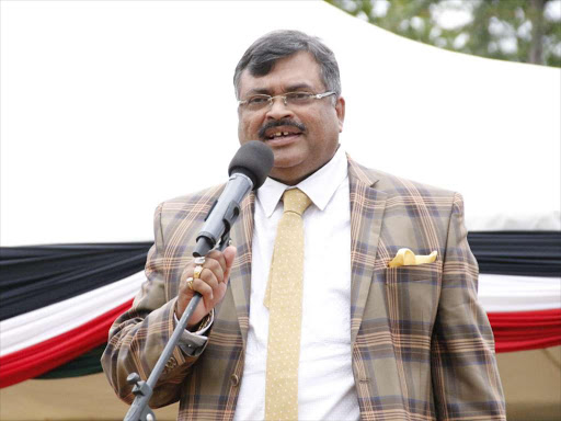 Dr Swarrup Mishra addressing a political meeting in Eldoret on February 10th. Photo/File