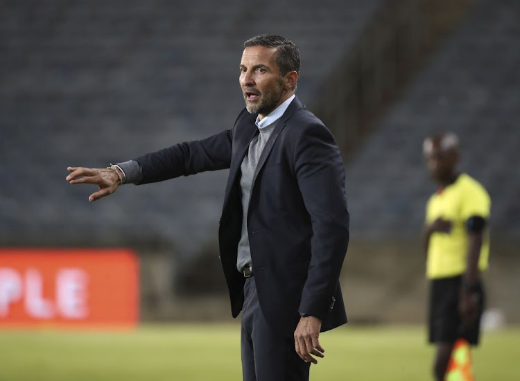 Orlando Pirates coach Josef Zinnbauer issues instructions to his Bucs charges.