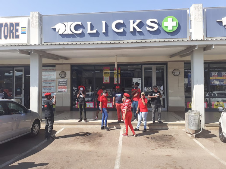 EFF members have locked the Clicks store in Atlyn mall in Atteridgeville. The members said they would not remove the lock until Clicks responded to them.