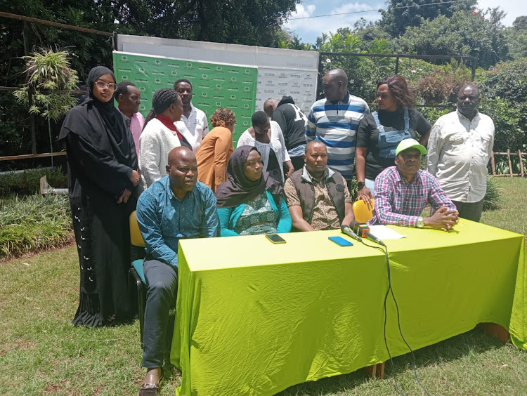 ANC officials and members during a press briefing at the party's headquarters, Nairobi, on Friday, March 29, 2024.