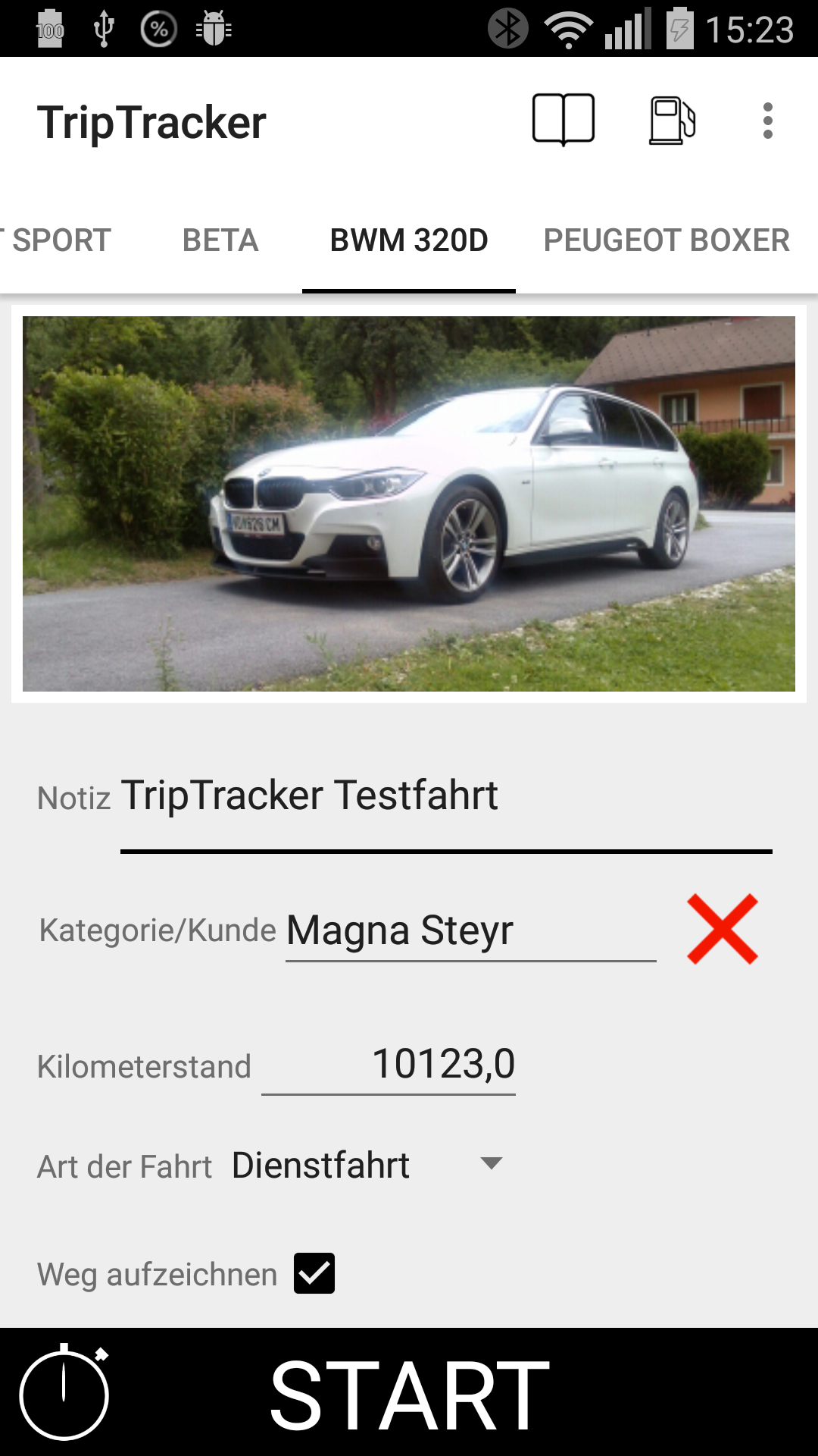 Android application Logbook  - TripTracker screenshort