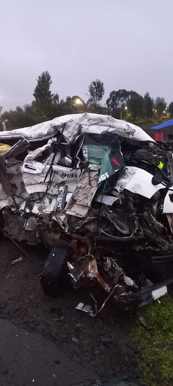 Wreckage of the Toyota van involved in the accident