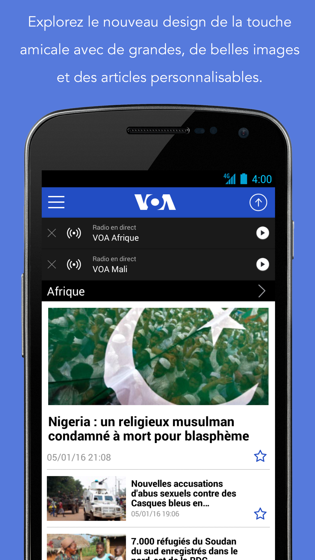 Android application VOA News screenshort