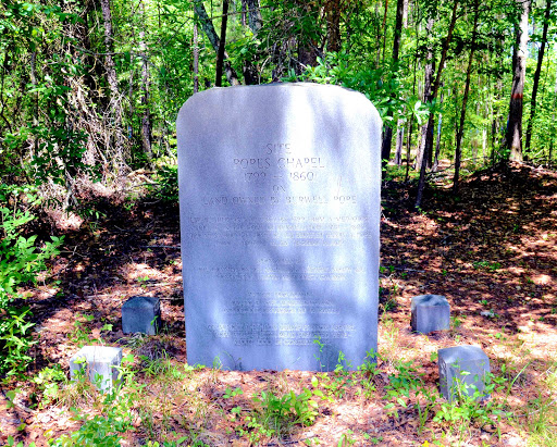 Site of Popes Chapel 1799 – 1860 On Land owned by Burwell Pope Established is a church by 1799 from a Methodist society in the home of Burwell Pope 1751 – 1800. 3/10 Mi. SW or the home of his...