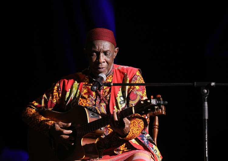 Jazz musician Dr Madala Kunene performs during his honorary concert at Playhouse in Durban.