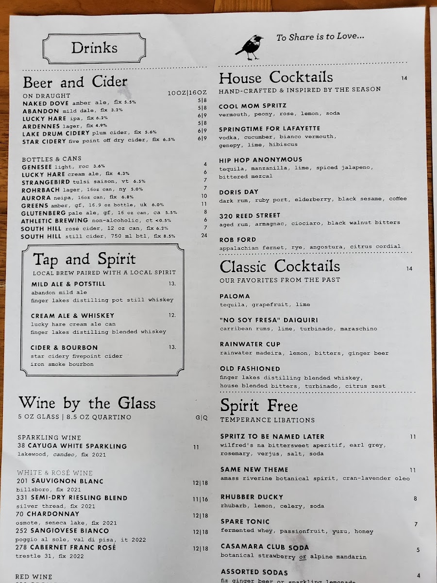 Kindred Fare gluten-free menu