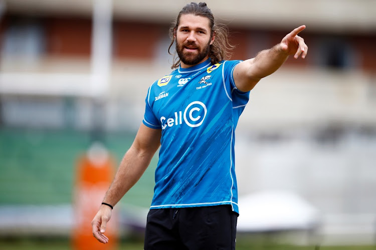 Kobus van Wyk during the Cell C Sharks training session at Jonnsons Kings Park on August 06, 2019 in Durban, South Africa.