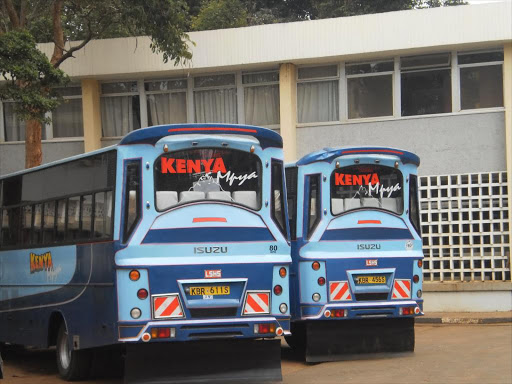 Kenya Mpya buses at the CBD. /FILE