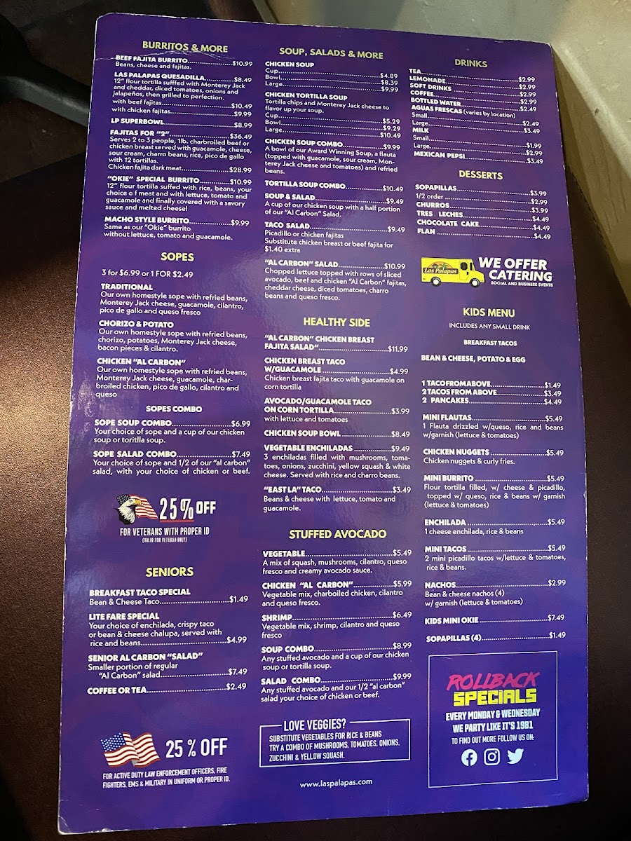 Las Palapas gluten-free menu