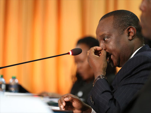 Treasury CS Henry Rotich when he appeared before the Senate’s Public Accounts Committee to shed light on the Kenya Airways fi nancial losses at the Parliament Building September 01, 2015 /HEZRON NJOROGE