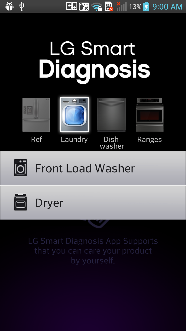 Android application LG Appliance Smart Diagnosis screenshort