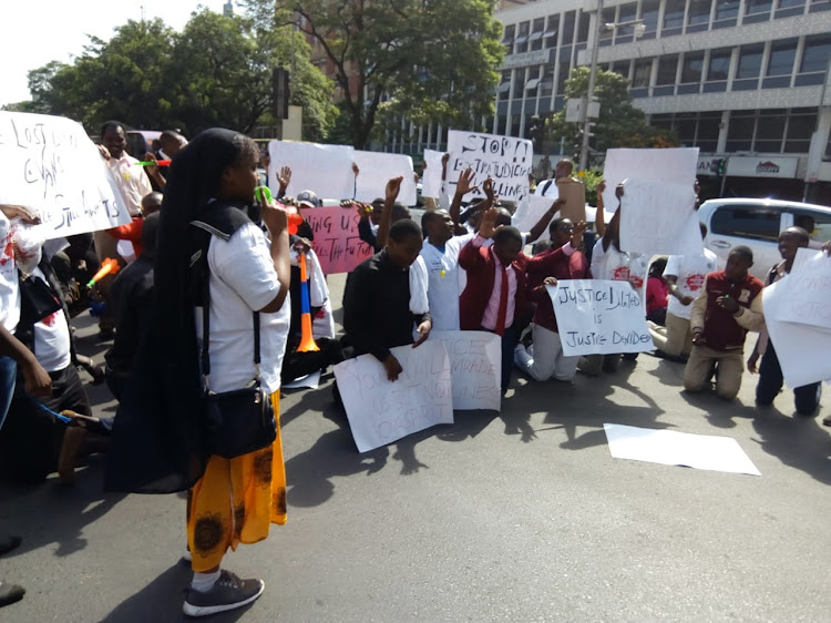 University students hold a demonstration in Nairobi's CBD over increased extrajudicial killings of students by police on Tuesday, January 22, 2019. /MAGDALINE SAYA