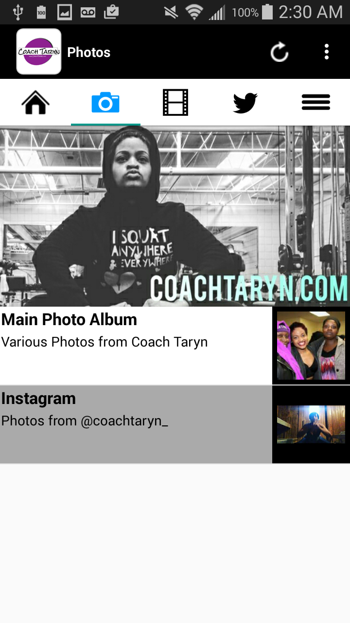 Android application Coach Taryn screenshort
