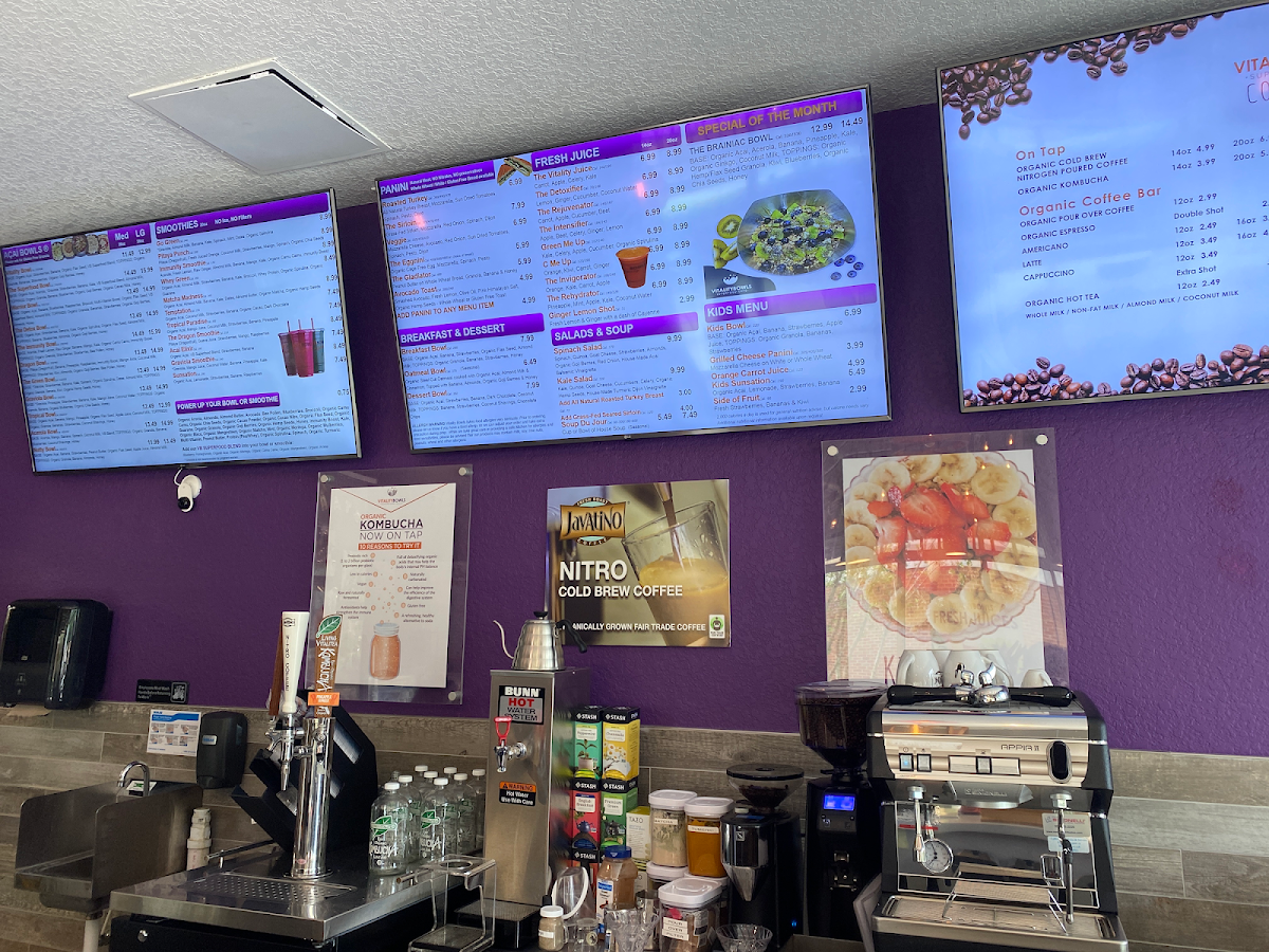 Vitality Bowls gluten-free menu