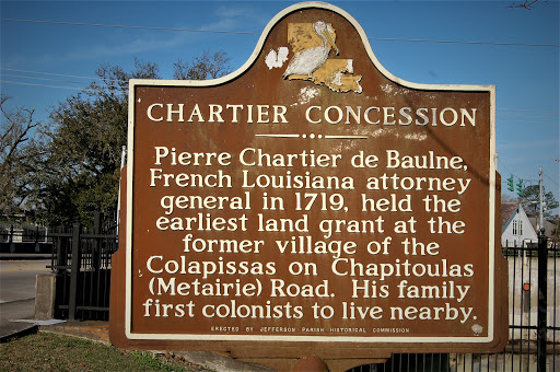  Pierre Chartier de Baulne, French Louisiana attorney general in 1719, held the earliest land grant at the former village of the Colapissas on Chapitoulas (Metairie) Road. His family first...