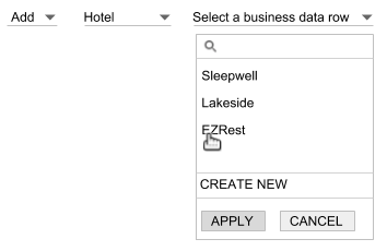 Select a business data table and row.