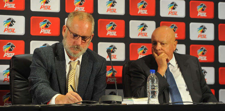 Michael Murphy Legal Counsel of PSL and PSL Prosecutor Nande Becker during the PSL Press Conference on the 09 April 2019 at PSL Offices.