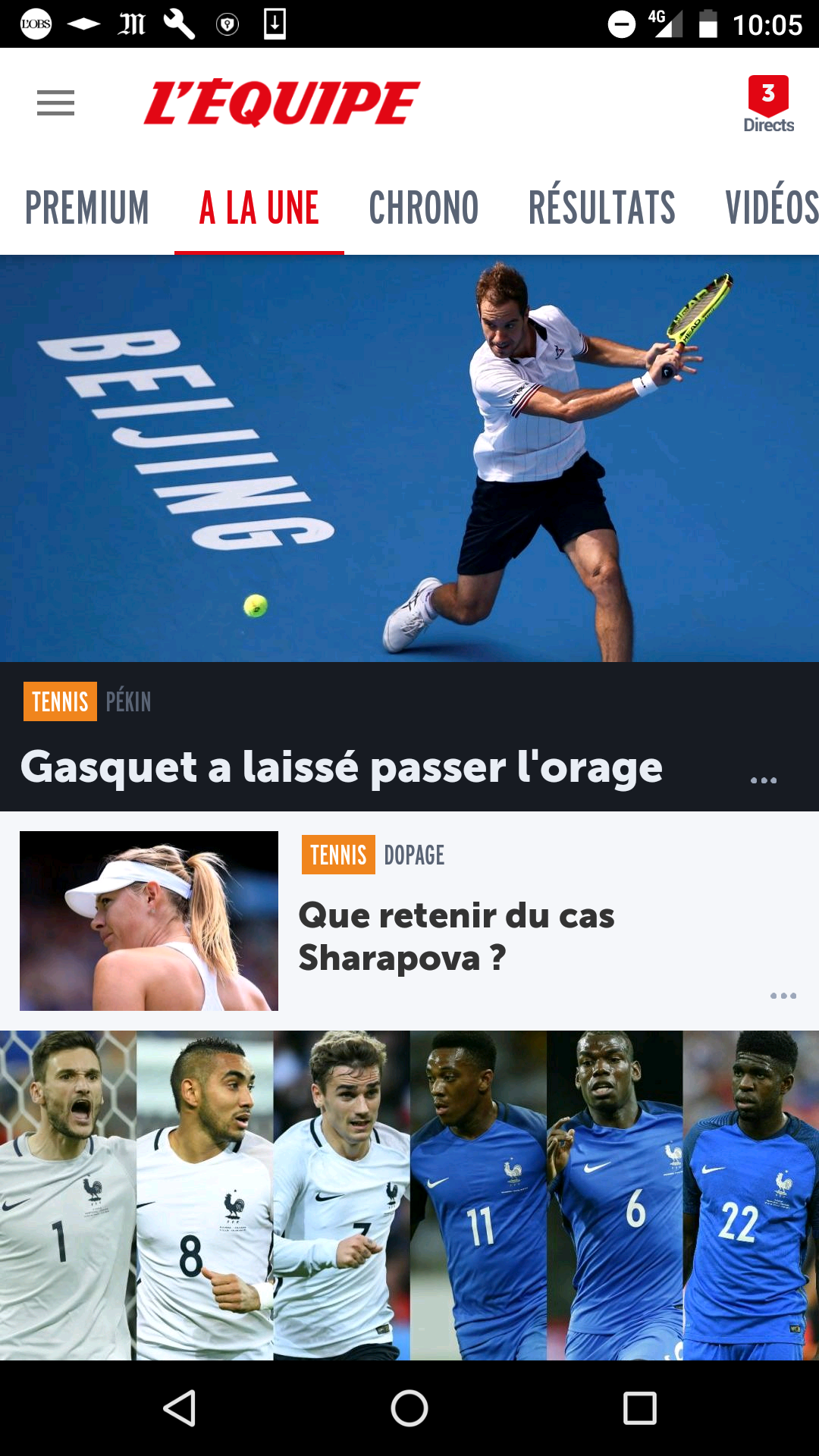 Android application L'Équipe - Sport en direct : foot, tennis, rugby.. screenshort
