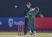 Lungi Ngidi of South Africa during the 1st Momentum ODI match between South Africa and Zimbabwe Diamond Oval on September 30, 2018 in Kimberley, South Africa. 