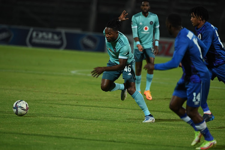 Kwame Peprah of Orlando Pirates during the DStv Premiership match against SuperSport United at Lucas Moripe Stadium in Pretoria on May 30 2022.