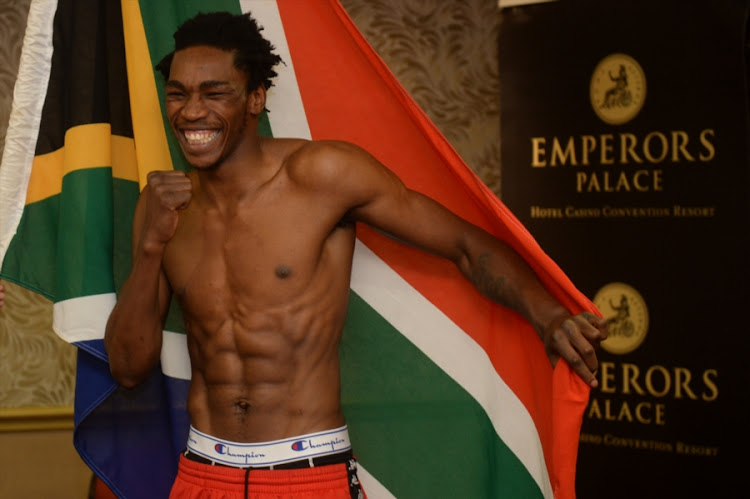 Boxer Thulani Mbenge of South Africa during the "Bombs Away" press conference with Golden Gloves at Convention Centre, Emperors Palace on June 19, 2018 in Johannesburg, South Africa.