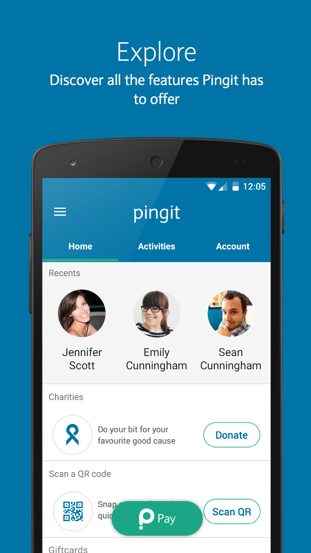 Android application Pingit screenshort