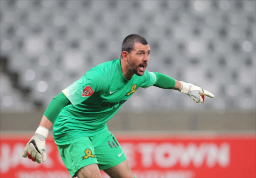 Wayne Sandilands of Mamelodi Sundowns during the Absa Premiership match between Ajax Cape Town and Mamelodi Sundowns at Cape Town Stadium on August 13, 2014 in Cape Town, South Africa. (Photo by Carl Fourie/Gallo Images)