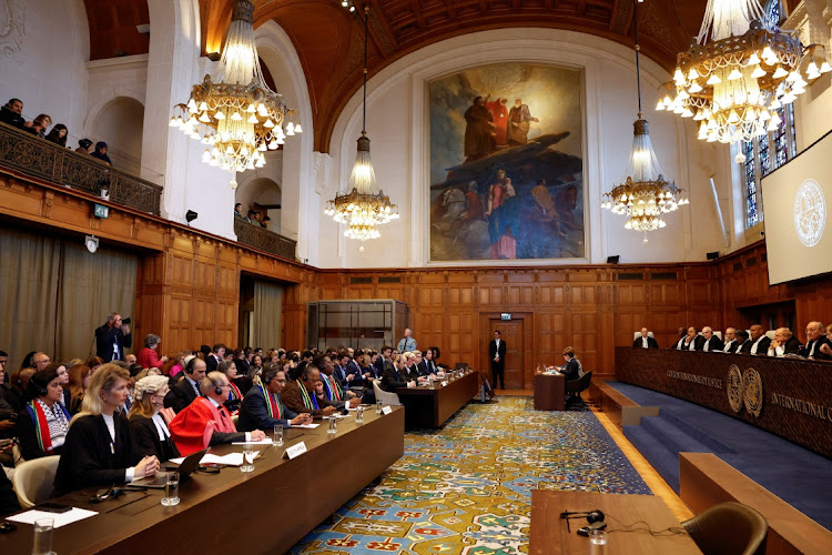 Judges at the International Court of Justice (ICJ) rule on emergency measures against Israel after accusations by South Africa that the Israeli military operation in Gaza is a state-led genocide, in The Hague, Netherlands, on January 26, 2024.