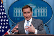 John Kirby, US National Security Council Coordinator for Strategic Communications, speaks to reporters during a press briefing at the White House in Washington.