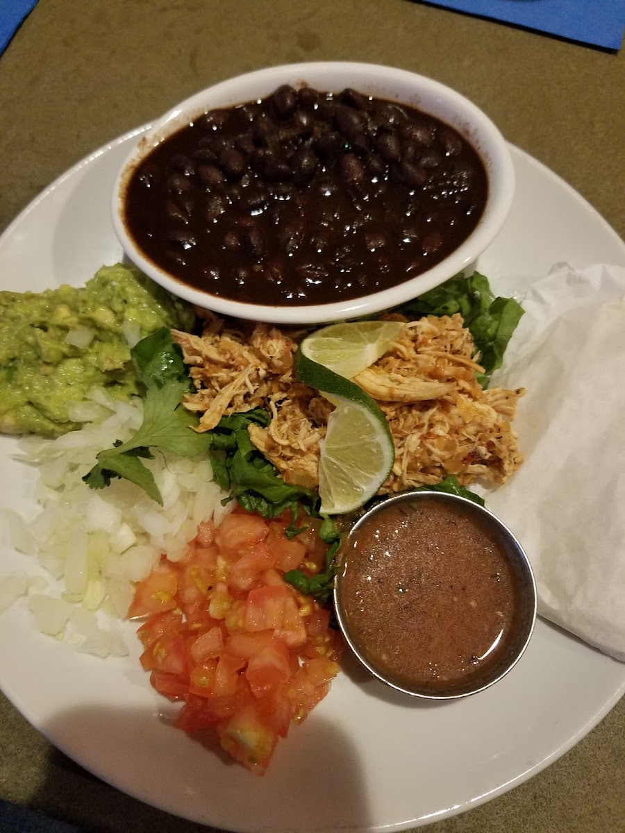 shredded chicken tacos with beans