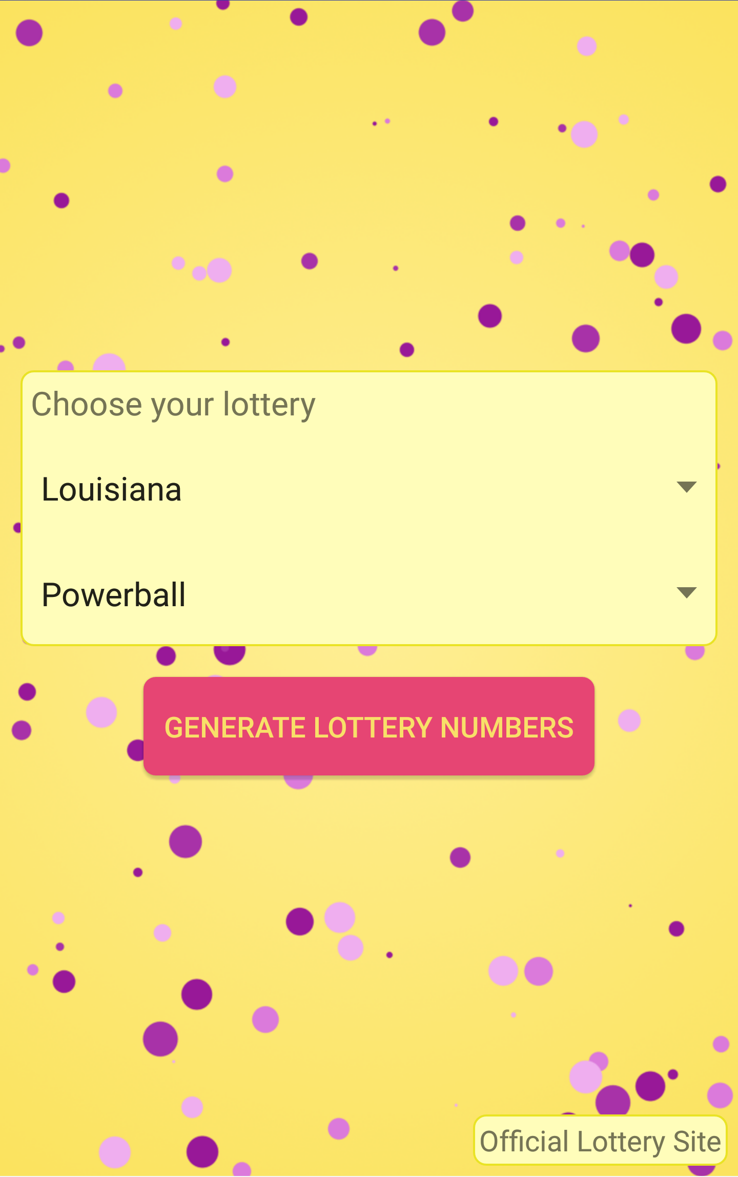 Android application Lottery Number Chooser screenshort