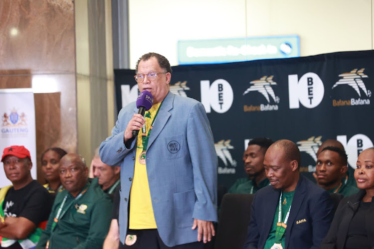 Safa president Danny Jordaan during the Bafana Bafana national football team arrival at OR Tambo Airport in Johannesburg.